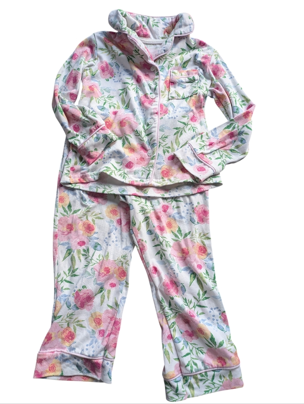 🌞4/20$ Tahari Pink and Green Floral Girls Pajama Set